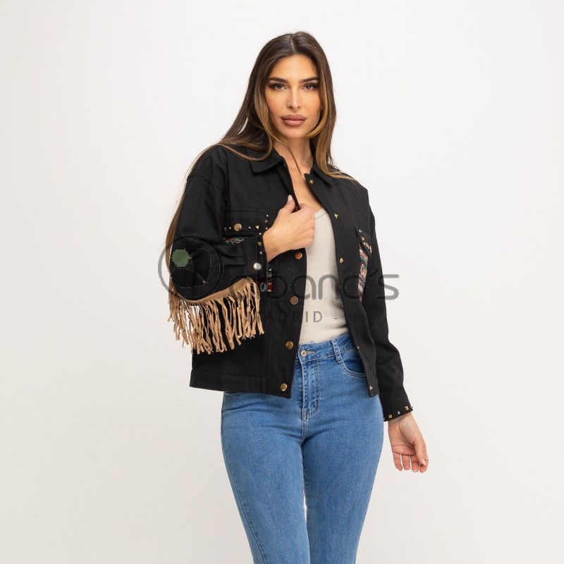 FRINGED JACKET WITH EMBROIDERED STUDS REF.88221-2