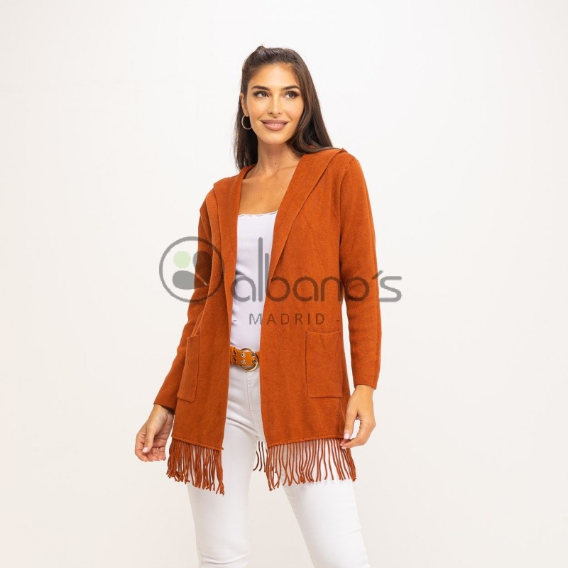 CARDIGAN WITH FRINGES SOFT TEXTURE REF.8175-28