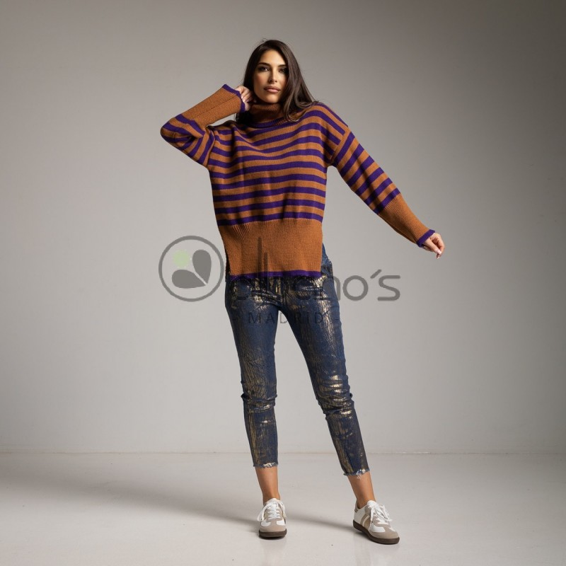 STRIPED SWEATER WITH SIDE OPENINGS REF.1540-7