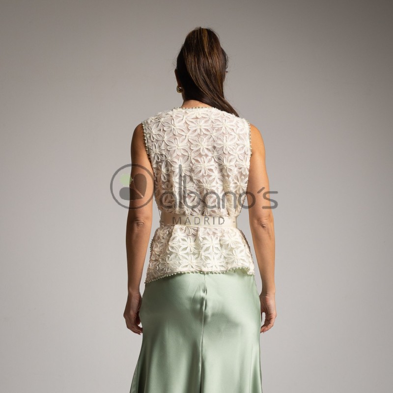  GUIPUR VEST WITH PEARLS BELT REF.810-14