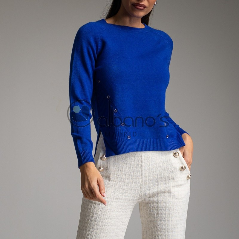 BASIC SWEATER WITH SIDE JEWEL BUTTON REF.3577-4