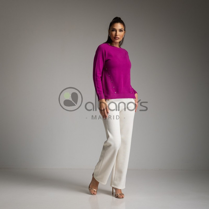 BASIC SWEATER WITH SIDE JEWEL BUTTON REF.3577-41