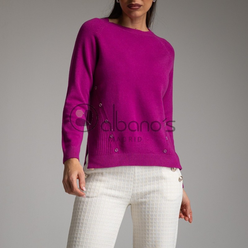 BASIC SWEATER WITH SIDE JEWEL BUTTON REF.3577-41