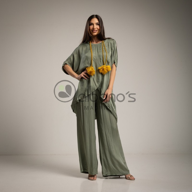 BLOUSE AND SATIN PANTS SET REF.24346-16