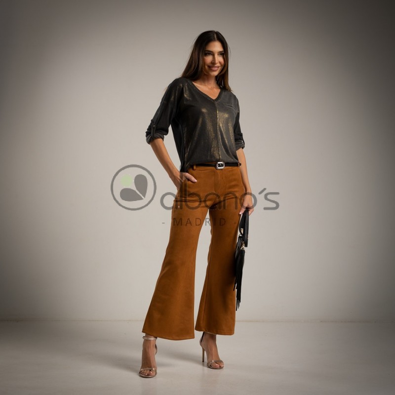 ELASTIC SUEDE BELL-TOP TROUSERS REF.245525-7
