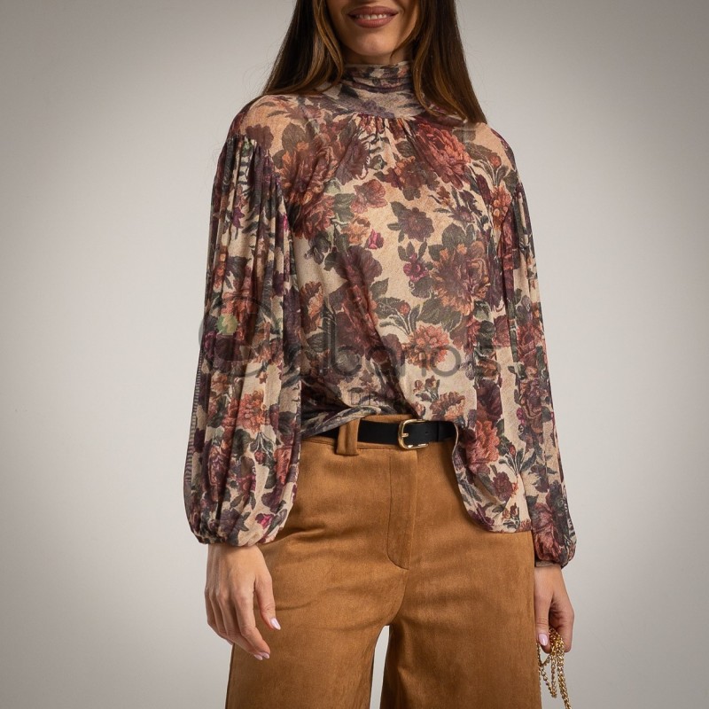 BALLOON FLOWER SLEEVE TULLE BLOUSE REF.3770-14
