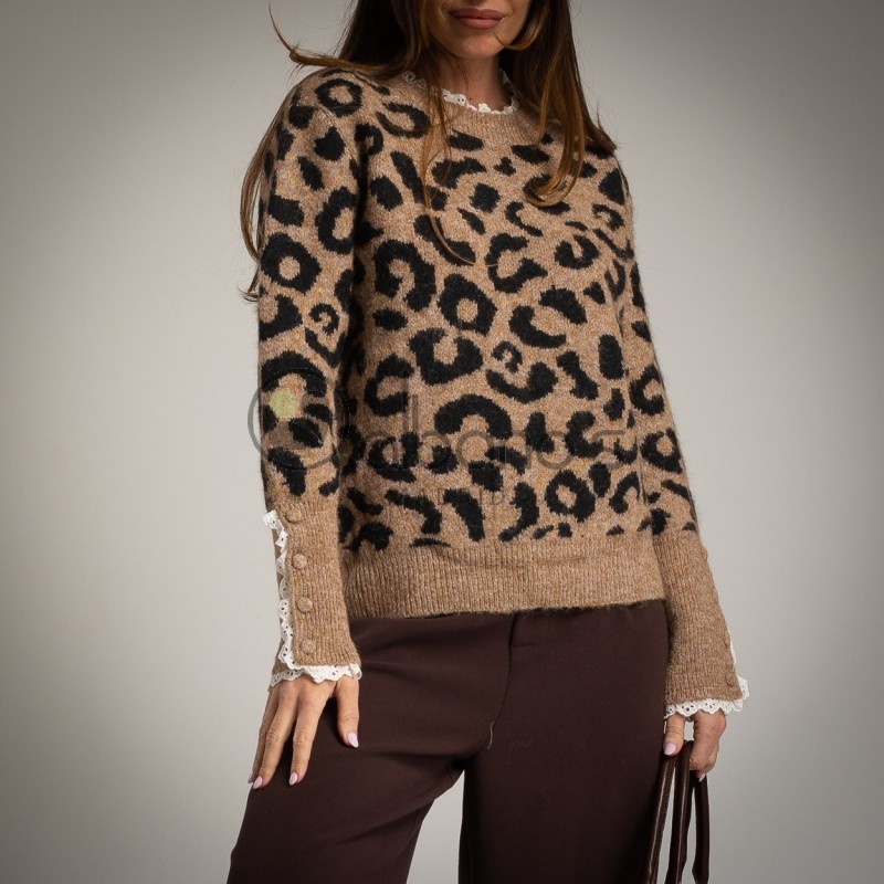 SWEATER ANIMAL PRINT BOTONES PUÑO REF.36203-18