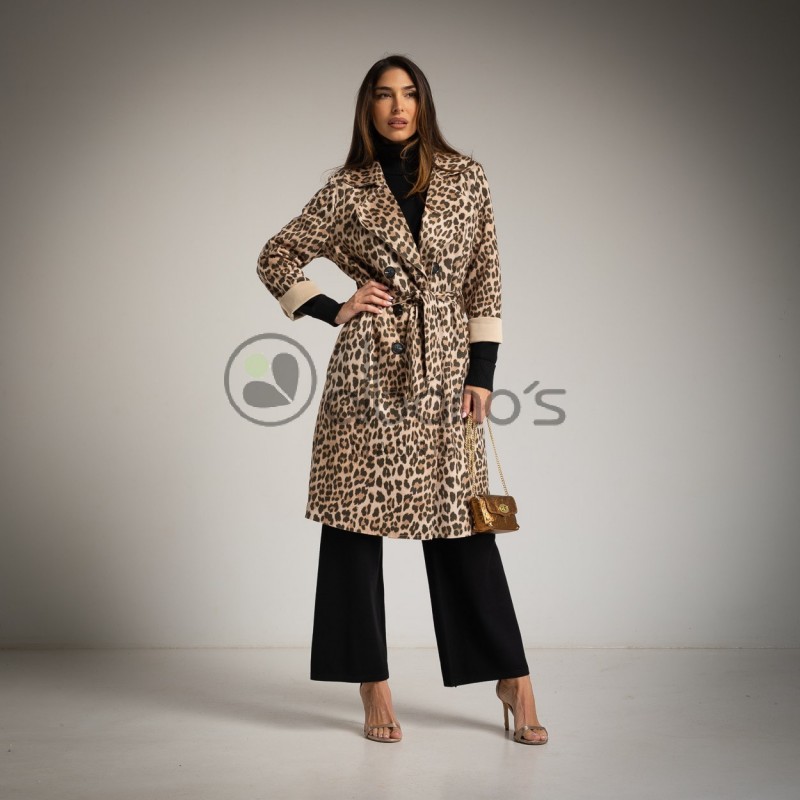 ANIMAL PRINT SUEDE TRENCH COAT + BELT REF.206545-14