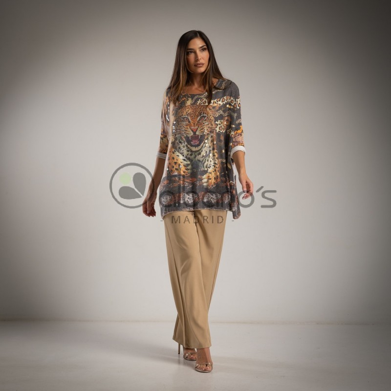 MAXI SWEATER TIGER LAMINATE GOLD REF.214881-2