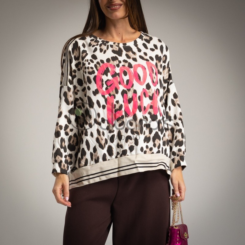 SWEATSHIRT  OVERSIZE ANIMAL PRINT GOOD LUCK REF.37179-17