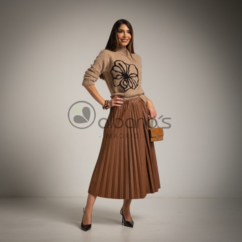  PLEATED ECO-LEATHER SKIRT REF.79131-13