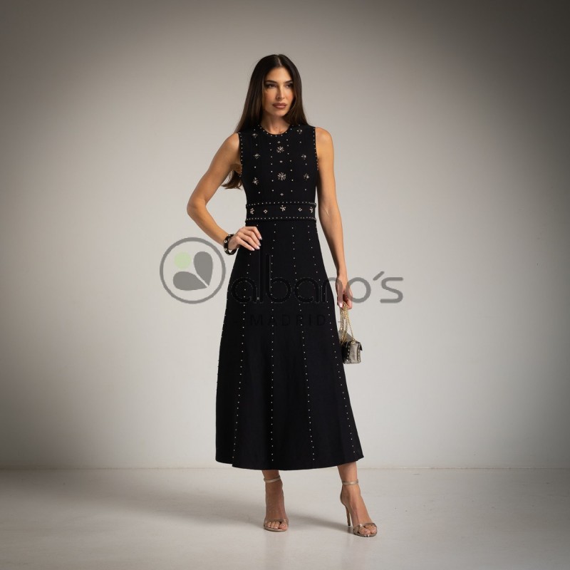 VESTIDO PUNTO ELASTICO ABALORIOS SILVER REF.21705-2