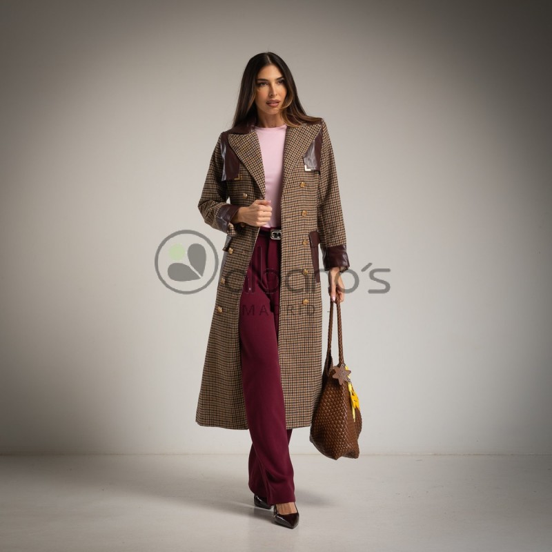 HARRYS PLAID COAT COMBINED ECO-LEATHER REF.10613-49