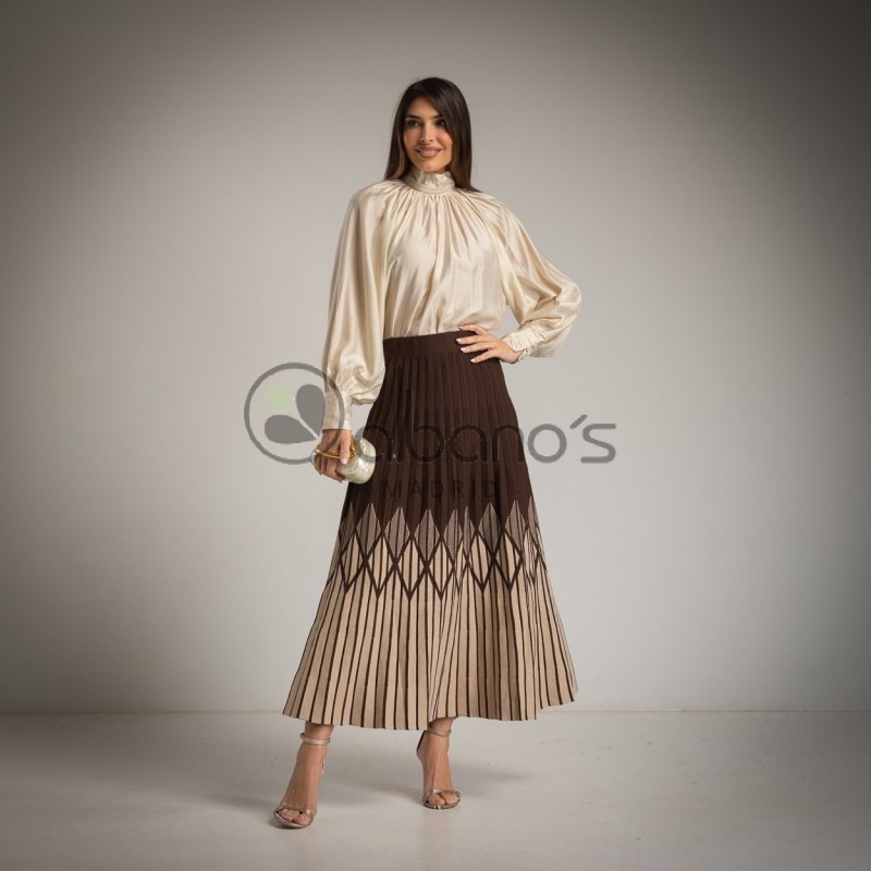 SAIA DE MALHA PLISSA RHOMBUS STRIPES REF.10061-49