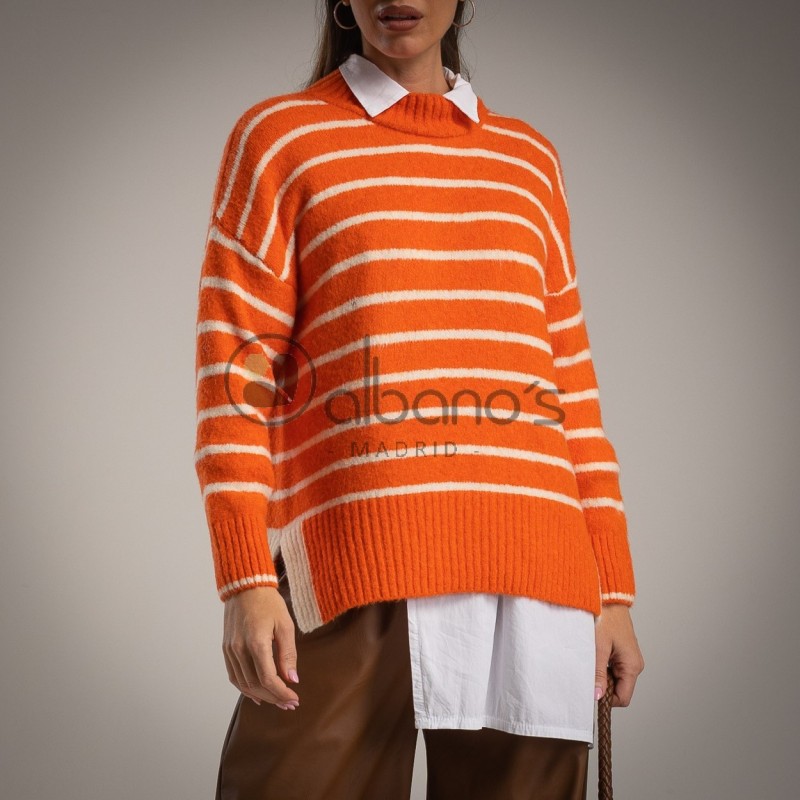 SWEATER STRIPES BAJO EN CONTRASTE REF. 6061-12