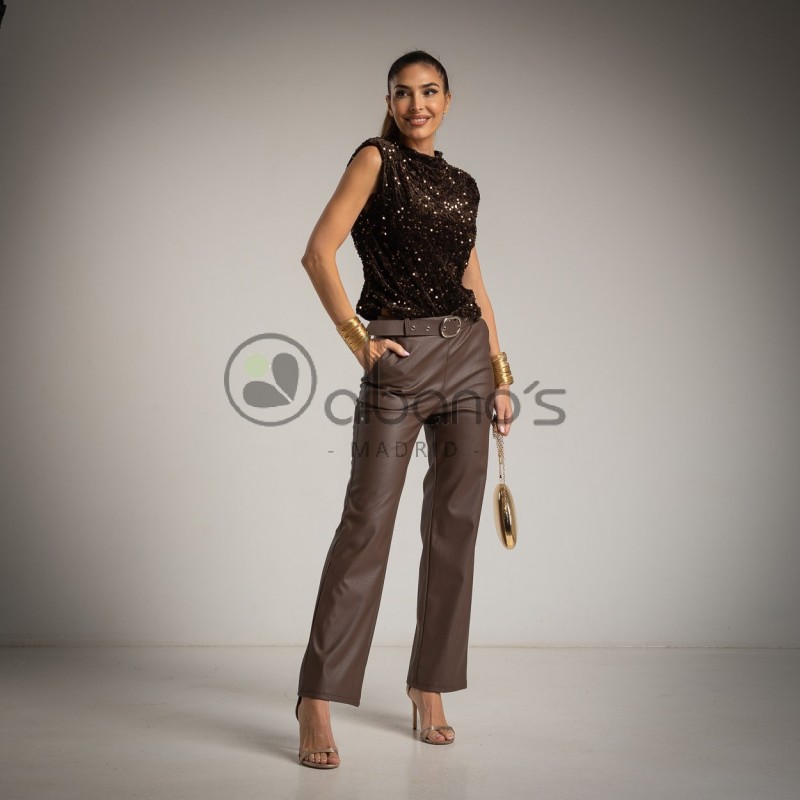  PANTALONI IN ECOPELLE + CINTURA REF.3121-49