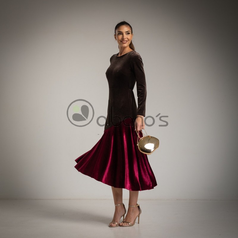 VESTIDO TERCIOPELO BICOLOR REF.3757-49