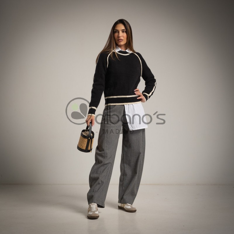  MAGLIONE M/RANGLAN VIVO CONTRAST REF.8204-2