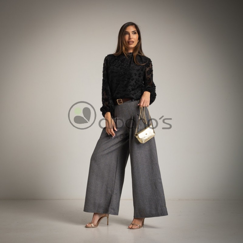 PANTALÓN PALAZZO ESPIGA +CINTURÓN REF.8095-8