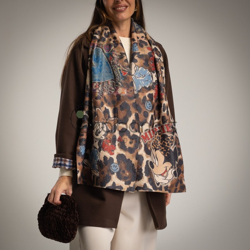 SCIARPA CON LANA STAMPA ANIMALIER MINNIE REF. 18102-14