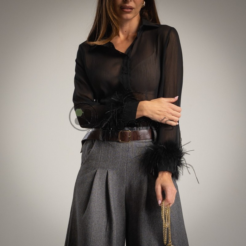 CAMICIA CON POLSINI IN MARABÙ RIF. 18715-2