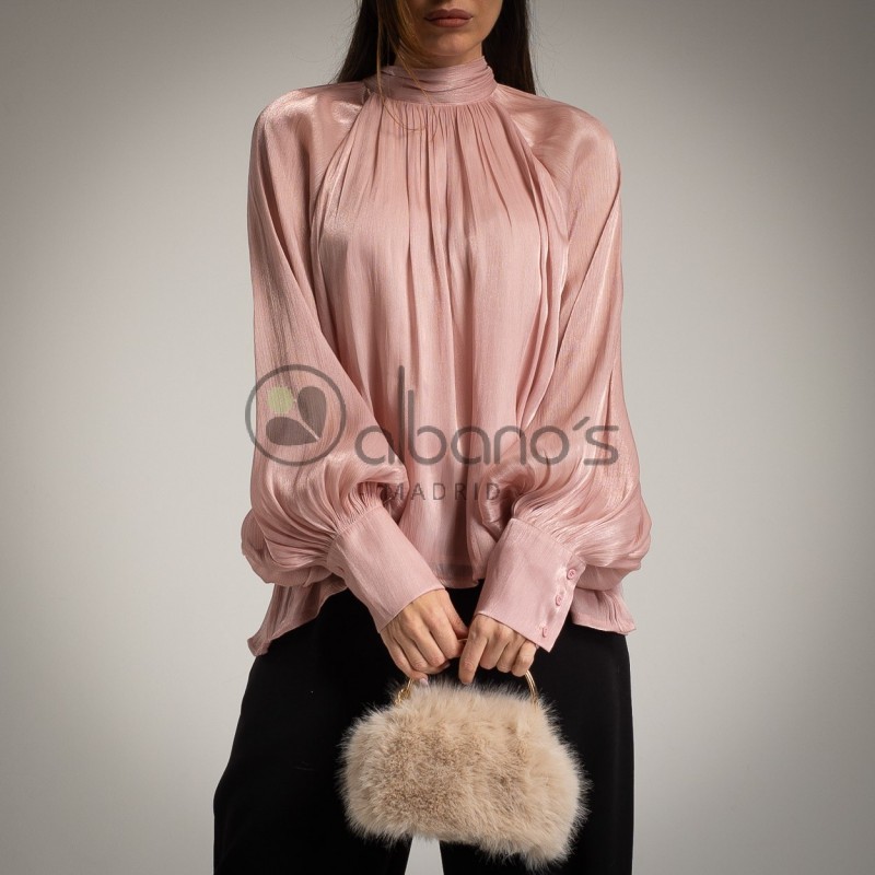 BLUSA EFECTO SEDA C/HALTER DRAPEADOS REF.2521-32