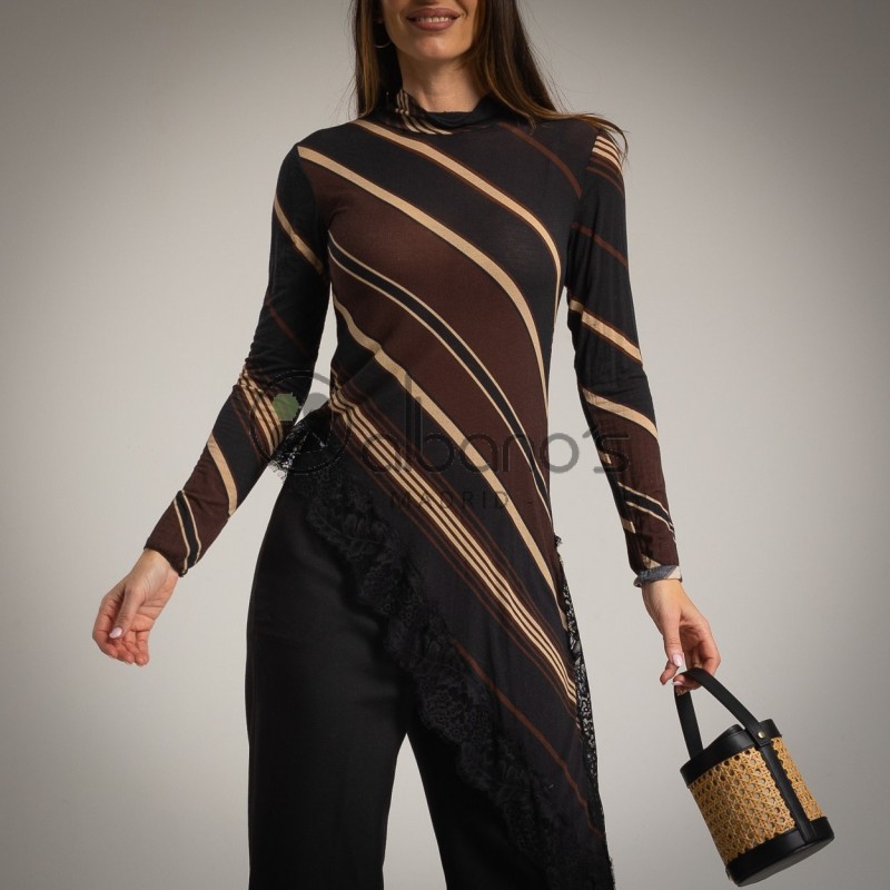 TOP STYLE LINGERIE ASYMÉTRIQUE A RAYURES REF.514323-2