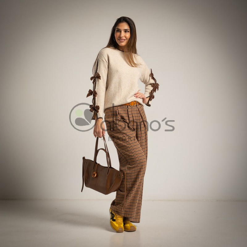 PULL AVEC NŒUDS EN VELOURS SUR LES MANCHES RÉF. 5298-14