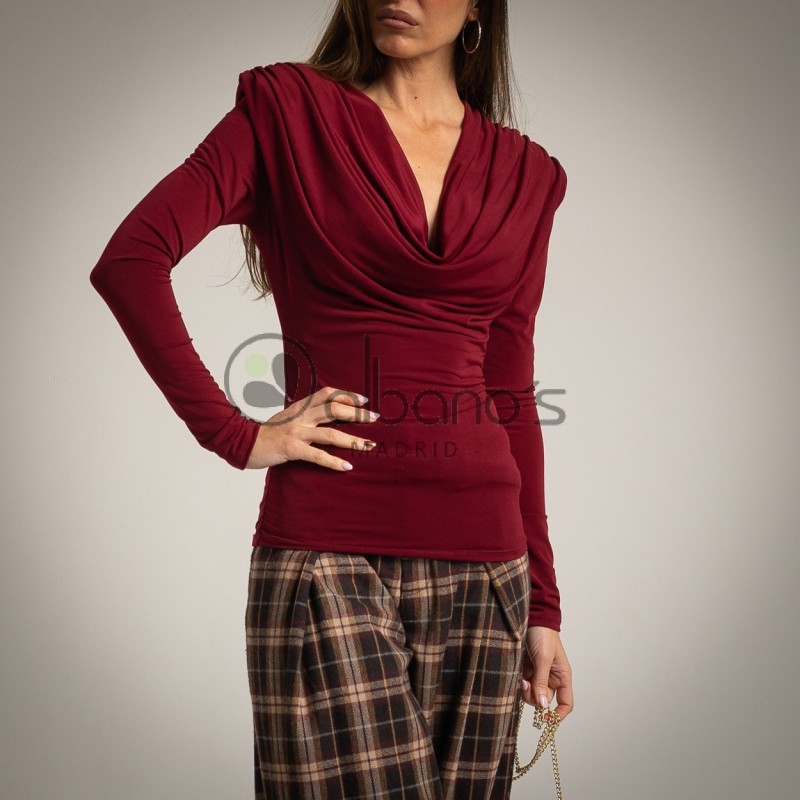 TOP À COL DRAPÉ AVEC MANCHES RÉF. 45070-15