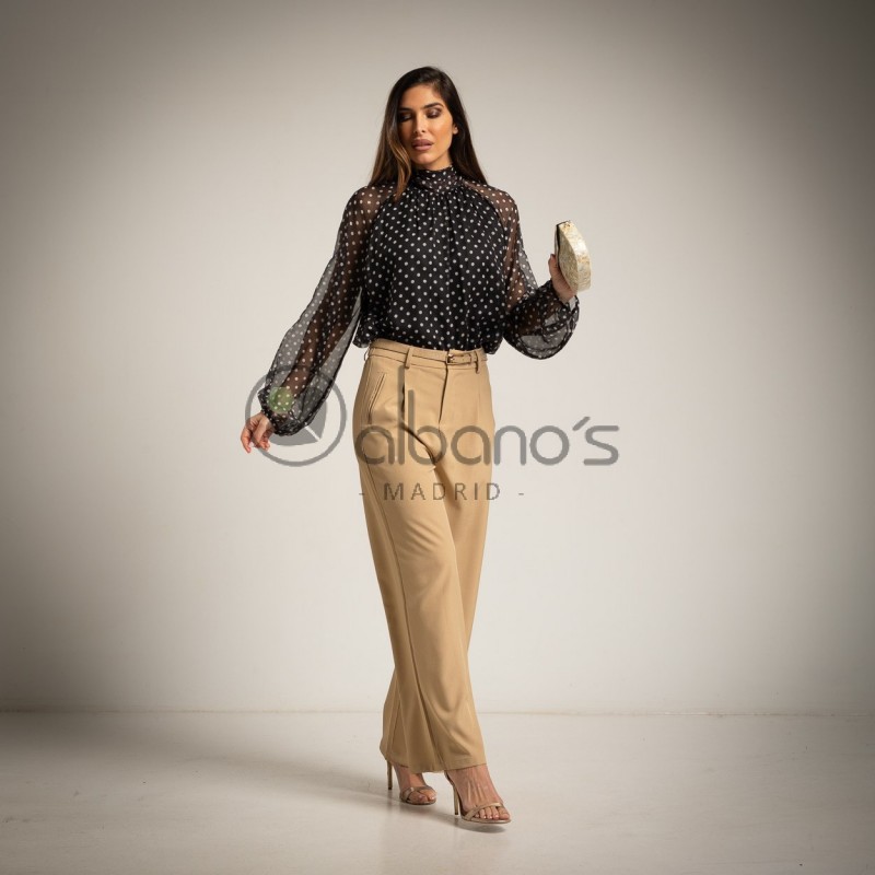 BLUSA C/HALTER TOPOS LAZO ESPALDA REF.60700-2