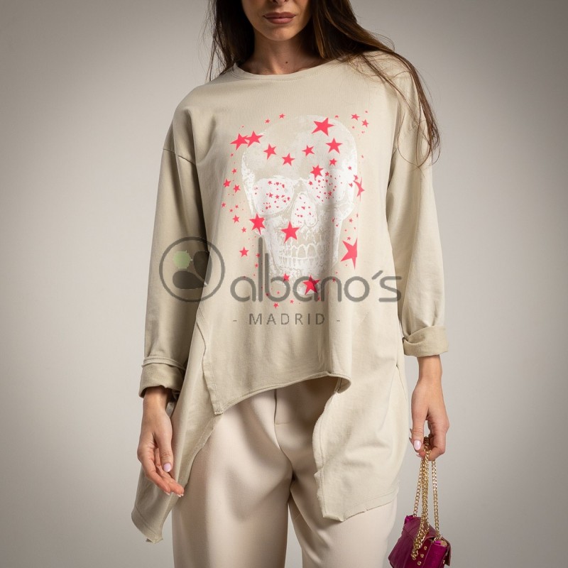 SWEAT AVEC POCHES OVERSIZE SKULL STARS REF.70626-14