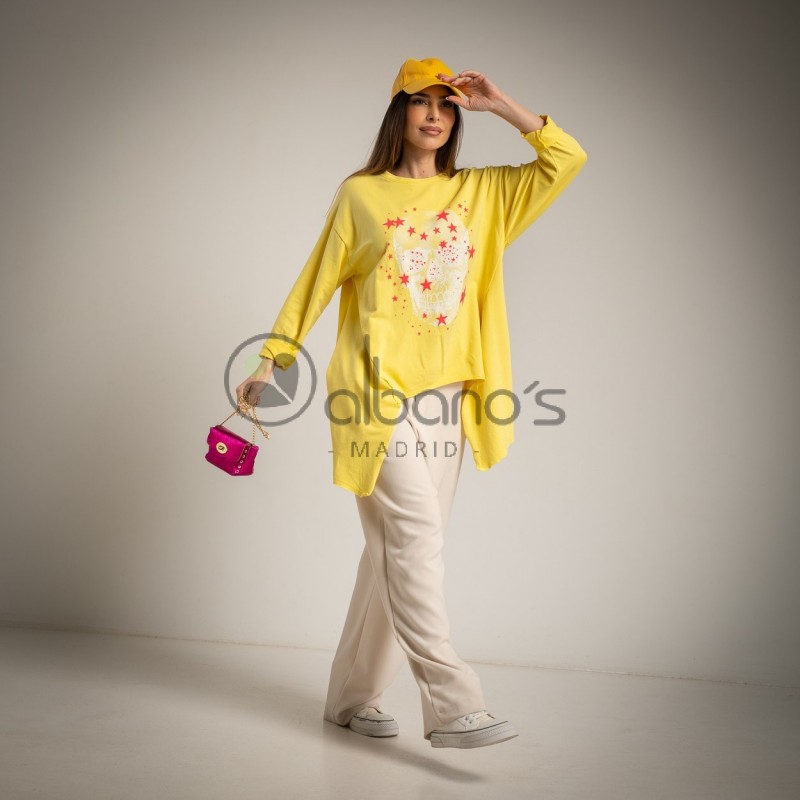 SUDADERA BOLSILLOS OVERSIZE SKULL STARS REF.70626-63