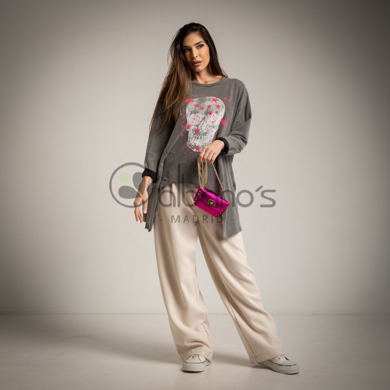 SWEATSHIRT POCKETS OVERSIZE SKULL STARS REF.70626-2