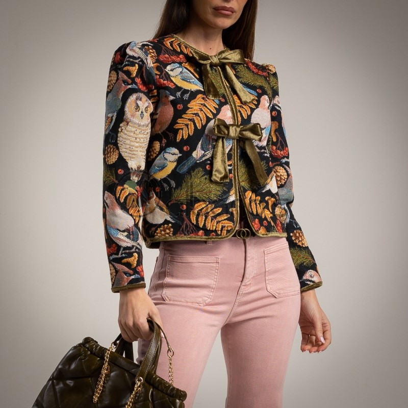 LINED UPHOLSTERY JACKET WITH OWLS AND BOWS REF. 82172-16