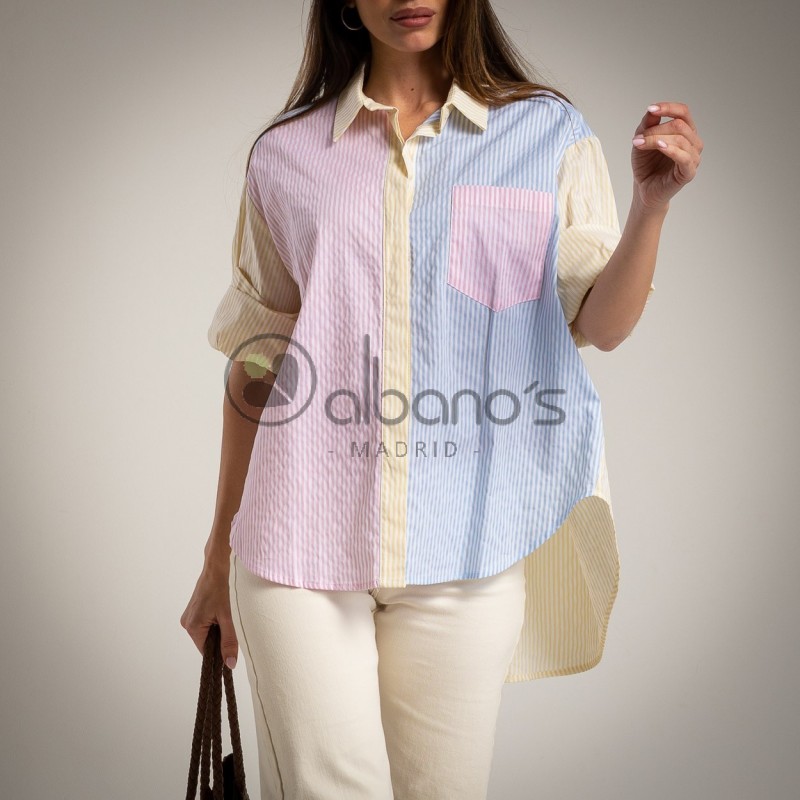 CAMISA OVERSIZE COMBI STRIPES REF.19608-44