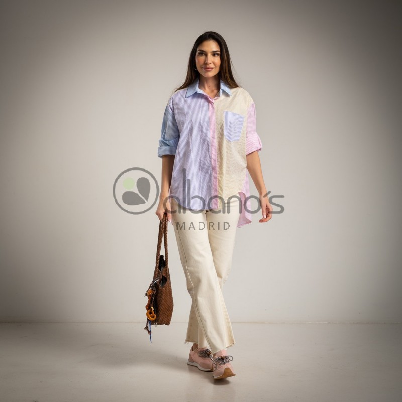 CAMISA OVERSIZE COMBI STRIPES REF.19608-63