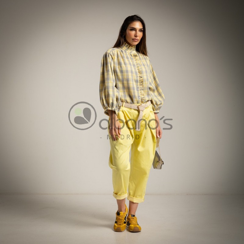 CAMISA XADREZ COM TAPETA DE FOLHOS REF.51261-6