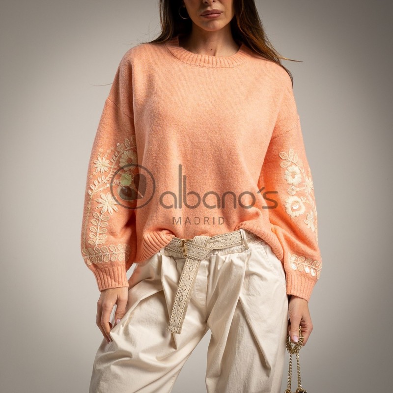SWEATER MANGA BORDADA Y PAILLETS REF.8278-54