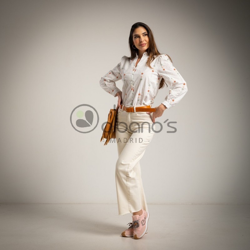 CAMISA BORDADA FLORECITAS RAYAS REF.88078-1