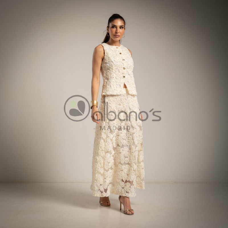 2-PIECE SET FLORAL BROCADE SKIRT REF. 68052-17