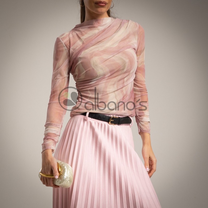 SIDE-DRAPED TULLE TOP SEA REF. 13288-9