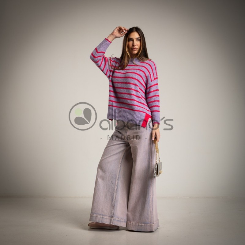 STRIPED SWEATER WITH RIBBED HEM REF. 60611-25