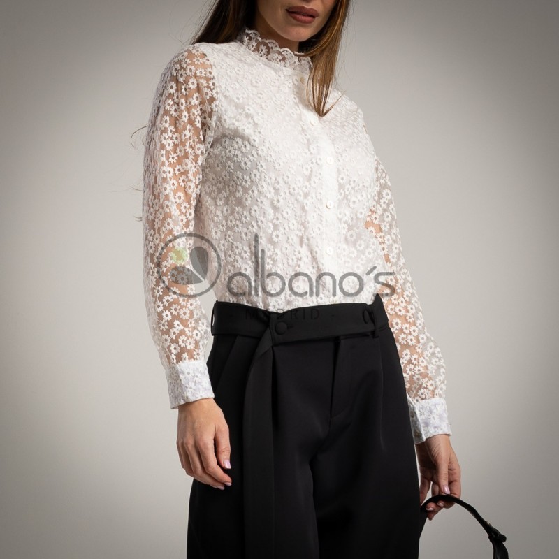 CAMISA TUL BORDADO FLORECITAS REF.50002-1