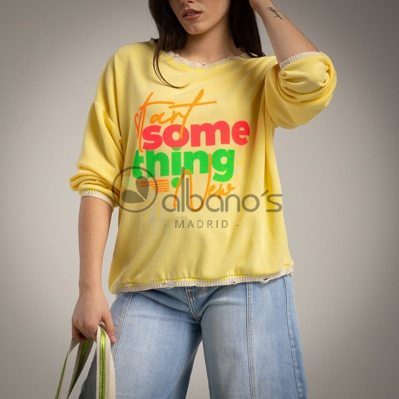 SUDADERA OVERSIZE SOME THING FLUOR REF.70730-63