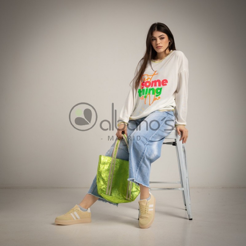 SUDADERA OVERSIZE SOME THING FLUOR REF.70730-1