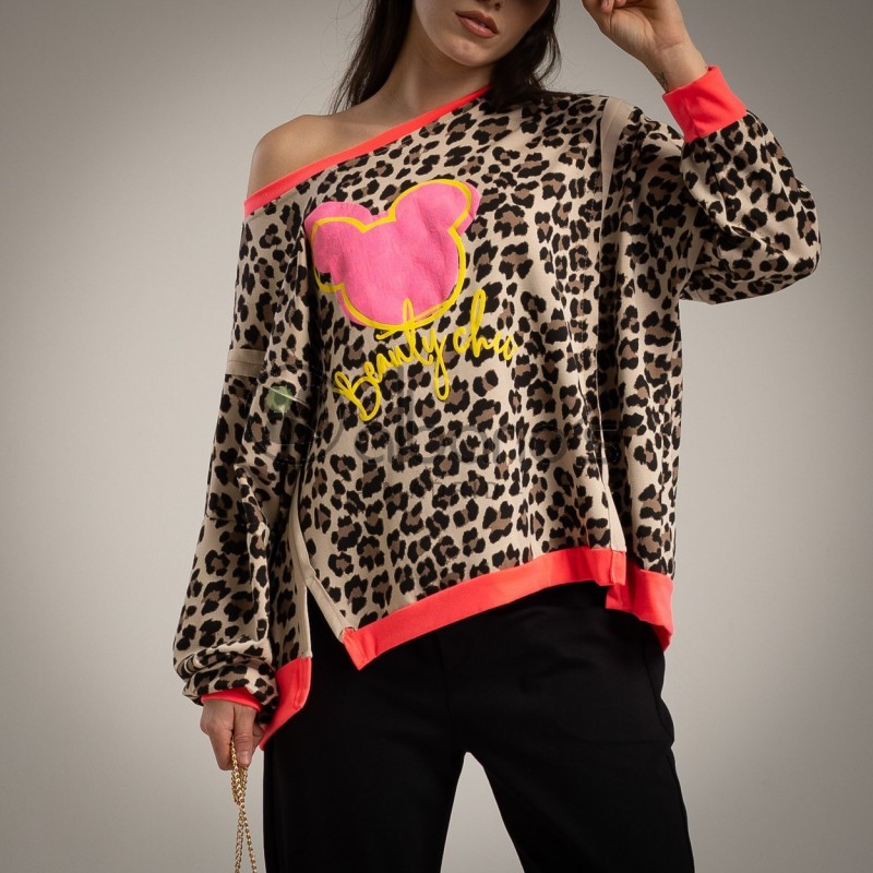 SUDADERA ANIMAL PRINT FLUOR BEAUTY CHIC REF.1631-65