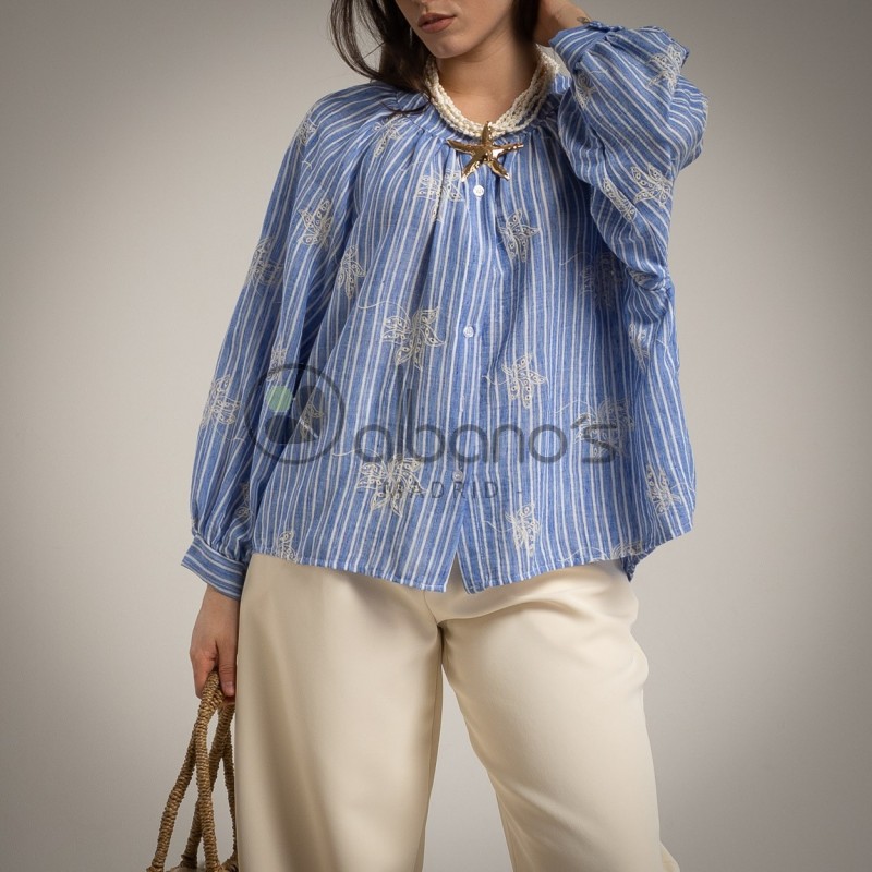 BLUSA OVERSIZE BORDADOS TROQUEL CLAVO REF.12035-31