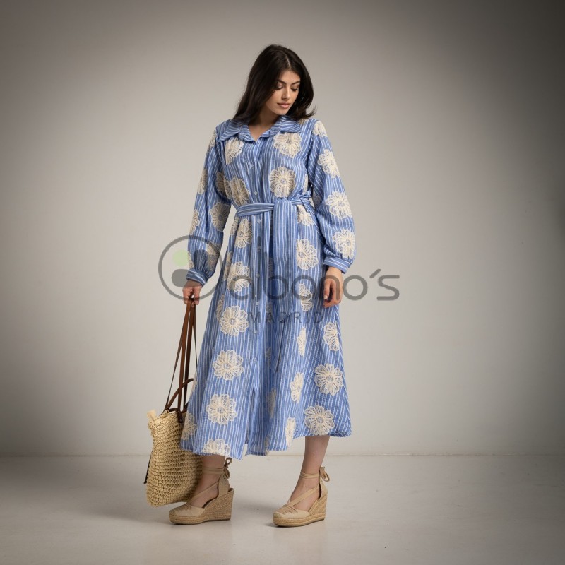 VESTIDO CAMISERO OVERSIZE BORDADO PERENNIS REF.120321-31