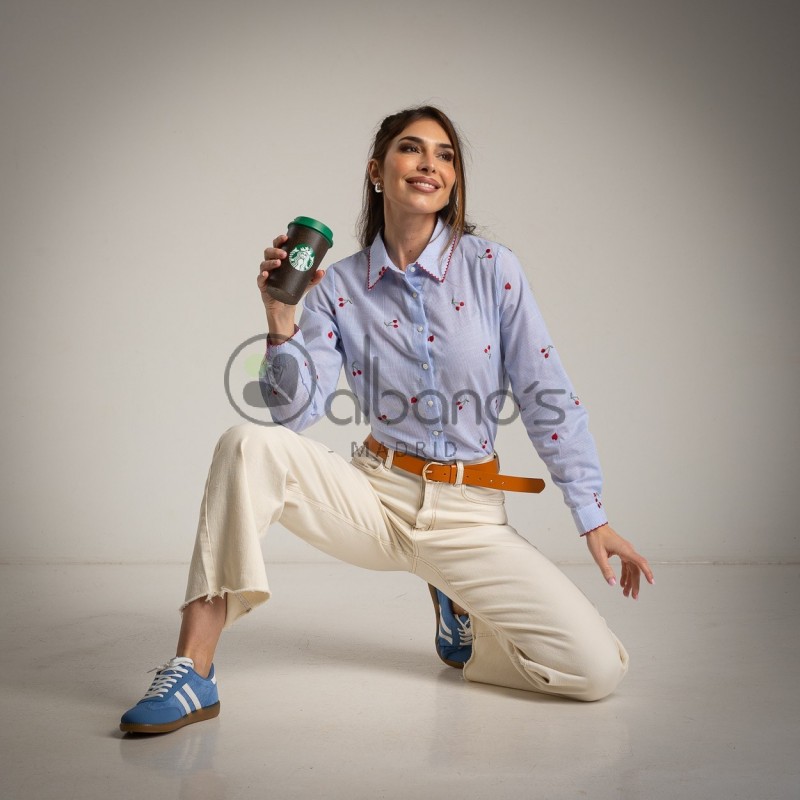 CAMISA STRIPES BORDADA CEREZAS REF.97007-44