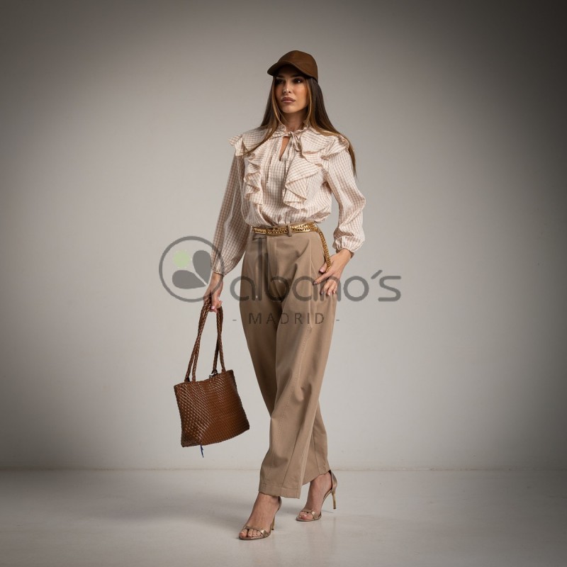 BLUSA A QUADRI  JABOT E FIOCCO RIF. 7171-14